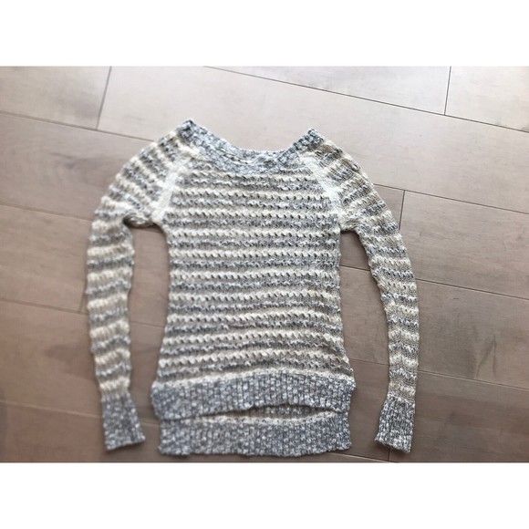 lot of 5 vtg crochet sweaters Express Aeropostale S M blue orange gray green - Picture 3 of 7